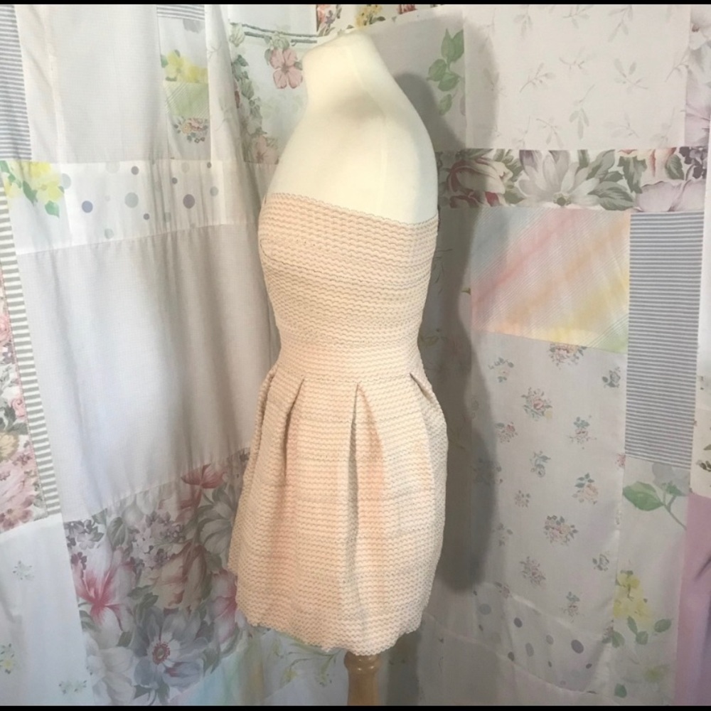 Strapless Mini Dress Ribbed Nude - Picture 2 of 3